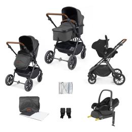 Ickle Bubba Cosmo 9 Piece Maxi Cosi Cabrio Travel System Bundle Graphite Grey