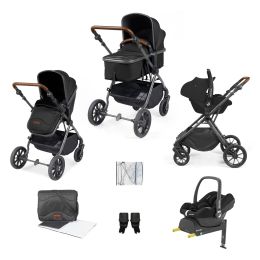 Ickle Bubba Cosmo 9 Piece Maxi Cosi Cabrio Travel System Bundle Black