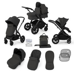 Ickle Bubba Stomp Luxe 9 Piece Pram Bundle Charcoal Grey