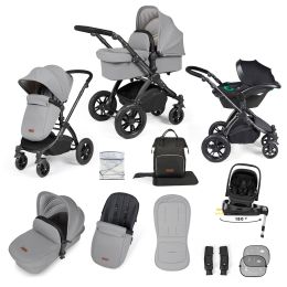 Ickle Bubba Stomp Luxe 12 Piece Nimbus 180° Travel System Bundle Pearl Grey