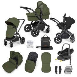 Ickle Bubba Stomp Luxe 12 Piece Maxi Cosi Cabrio Travel System Bundle Woodland