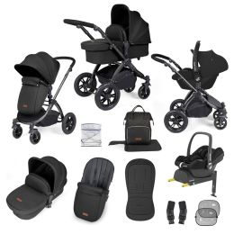 Ickle Bubba Stomp Luxe 12 Piece Maxi Cosi Cabrio Travel System Bundle Midnight