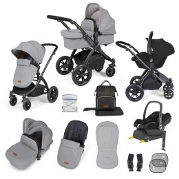Ickle Bubba Stomp Luxe 12 Piece Maxi Cosi Cabrio Travel System Bundle Pearl Grey