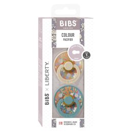 Bibs Pacifier X Liberty Round Collection 2 Pack Size 1 June Blossom/Vanilla Hush Mix