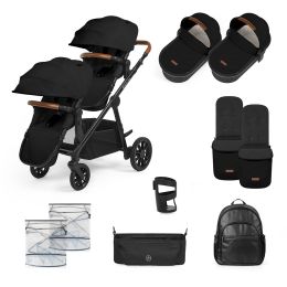 Ickle Bubba Virgo Growing Family Twin 12 Piece Pram Bundle Black