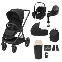 Maxi Cosi Oxford Premium Travel System Bundle With Pebble 360 Pro Car Seat And Accessories Twillic Black