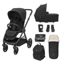 Maxi Cosi Oxford Essential Pram Bundle With Accessories Twillic Black