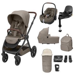 Maxi Cosi Oxford Premium Travel System Bundle With Pebble 360 Pro Car Seat And Accessories Twillic Truffle