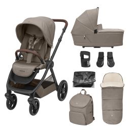 Maxi Cosi Oxford Essential Pram Bundle With Accessories Twillic Truffle