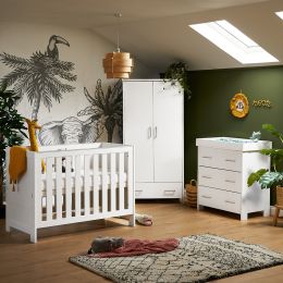 Obaby Nika Mini Cot 3 Piece Room Set White Wash