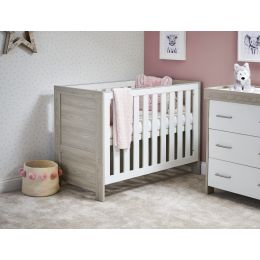 Obaby Nika Mini Cot Grey Wash And White