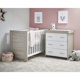 Obaby Nika Mini Cot 2 Piece Room Set Grey Wash And White