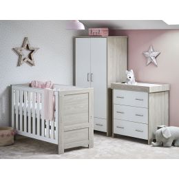 Obaby Nika Mini Cot 3 Piece Room Set Grey Wash And White