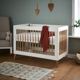 Obaby Maya Mini Cot White And Natural