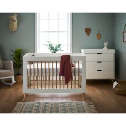 Obaby Maya Mini Cot 2 Piece Room Set White And Natural