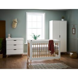 Obaby Maya Mini Cot 3 Piece Room Set White And Natural