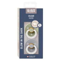 Bibs Pacifier Glow Anatomical Collection 2 Pack Size 1 Sage/Cloud