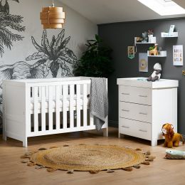 Obaby Nika Cot Bed 2 Piece Room Set White Wash