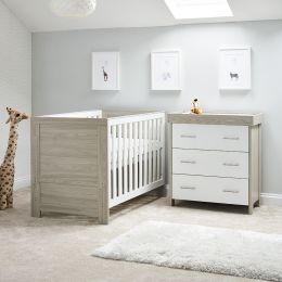 Obaby Nika Cot Bed 2 Piece Room Set Grey Wash And White