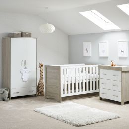 Obaby Nika 3 Piece Room Set Grey Wash And White