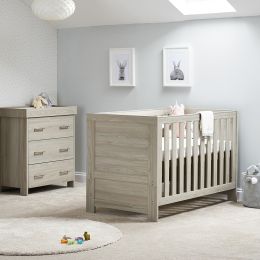 Obaby Nika Cot Bed 2 Piece Room Set Grey Wash