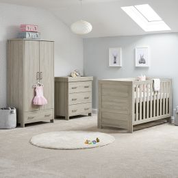 Obaby Nika Cot Bed 3 Piece Room Set Grey Wash