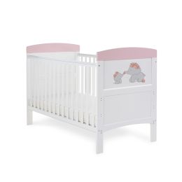 Obaby Grace Inspire Cot Bed Me & Mini Me Elephants Pink