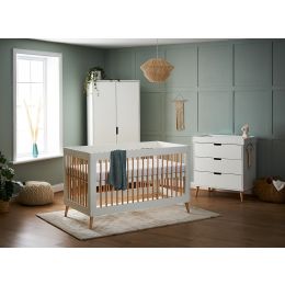 Obaby Maya Cot Bed 3 Piece Room Set White And Natural