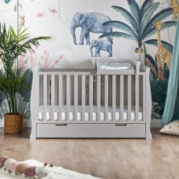 Obaby Stamford Sleigh Cot Top Changer Warm Grey