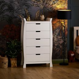 Obaby Stamford Sleigh Tall Chest Of Drawers White