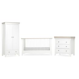 CuddleCo Clara 3 Piece Room Set White/Ash