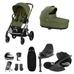 Cybex Balios S Lux 10 Piece Bundle With Cloud T Car Seat & Base Moss Green