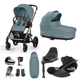 Cybex Balios S Lux 10 Piece Bundle With Cloud T Car Seat & Base Stormy Blue