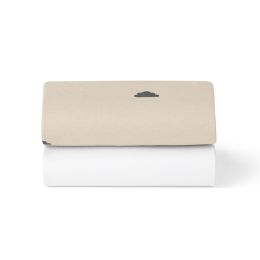 Snuz 2 Pack Moses/Pram Fitted Sheets Sand / Cloud