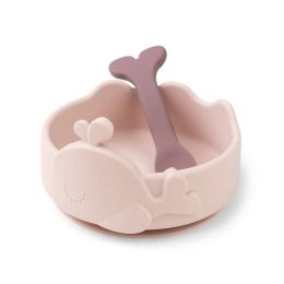 Done By Deer Silicone Stick & Stay Bowl With Baby Spoon Wally Powder