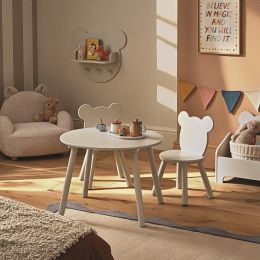 CuddleCo Play House Bear Table With 2 Chairs Pebble