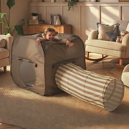 CuddleCo Pop Up Play Cube & Tunnel 2 Piece Set