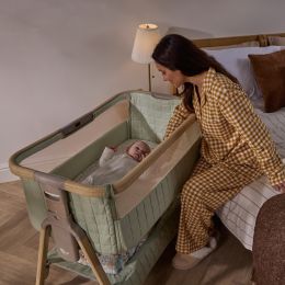 Tutti Bambini Cozee Sense Bedside Crib Drifted Oak/Eucalyptus