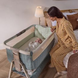 Tutti Bambini Cozee Sense Bedside Crib Whitewash/Kelp