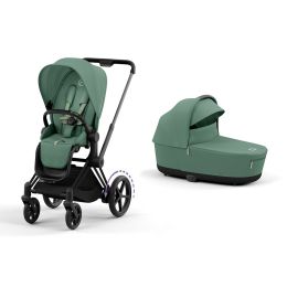 Cybex ePriam Pram & Pushchair Matt Black Leaf Green