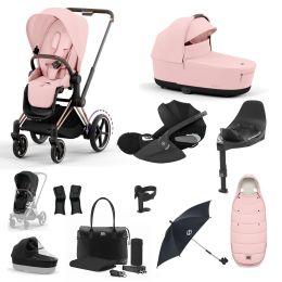 Cybex ePriam Travel System Bundle With Cloud T Car Seat & Base Rosegold Peach Pink