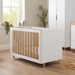 Tutti Bambini Fika Mini Cot Bed White/Light Oak