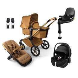 Bugaboo Fox 5 Complete Noir Limited Edition Amber Glow Pebble 360 Pro2 Car Seat Bundle