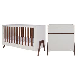 Tutti Bambini Fuori Cot Bed 2 Piece Room Set Warm Walnut/White Sand