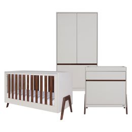 Tutti Bambini Fuori Cot Bed 3 Piece Room Set Warm Walnut/White Sand