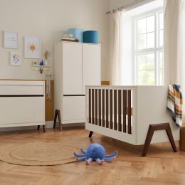 Tutti Bambini Fuori Cot Bed 3 Piece Room Set Warm Walnut/White Sand