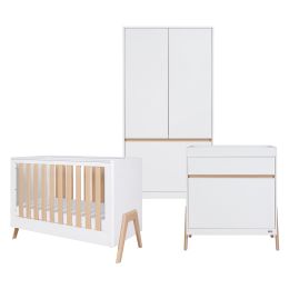 Tutti Bambini Fuori Mini Cot Bed 3 Piece Room Set White/Light Oak