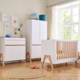 Tutti Bambini Fuori Mini Cot Bed 3 Piece Room Set White/Light Oak