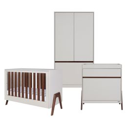 Tutti Bambini Fuori Mini Cot Bed 3 Piece Room Set Warm Walnut/White Sand