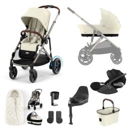 Cybex eGazelle S 11 Piece Bundle With Cloud T Car Seat & Base Seashell Beige